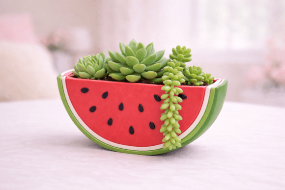 Adorable 3D Watermelon Planter STL 083