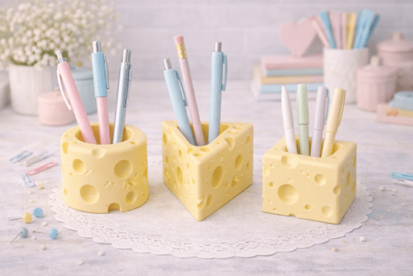 Adorable and Functional: The Cheese Pen Holder STL Set