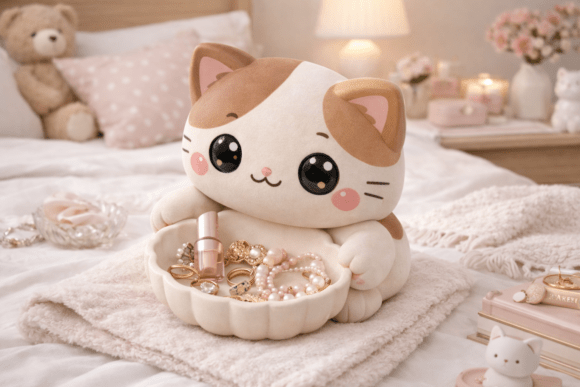 Adorable and Functional: The Cute Cat Jewelry Holder Bowl STL 3D Model for 3D Print
