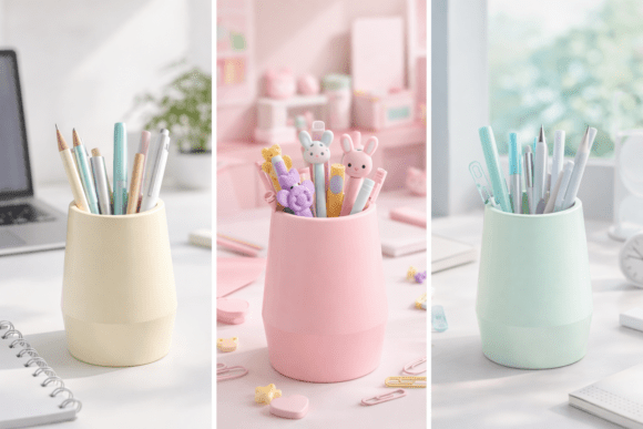 Adorable Pastel Pen Cup for 3D Printing