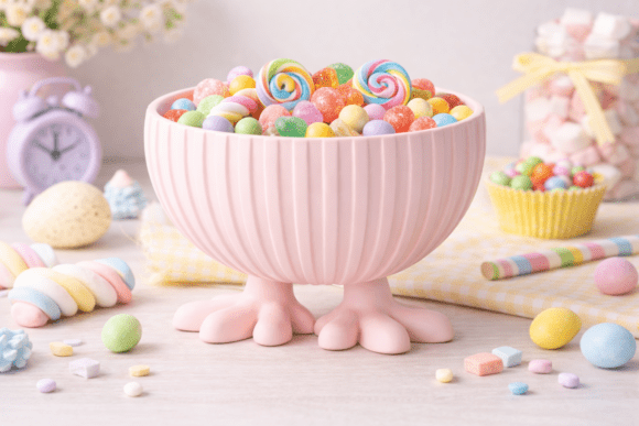 Adorable Standing Easter Egg Bowl with Feet