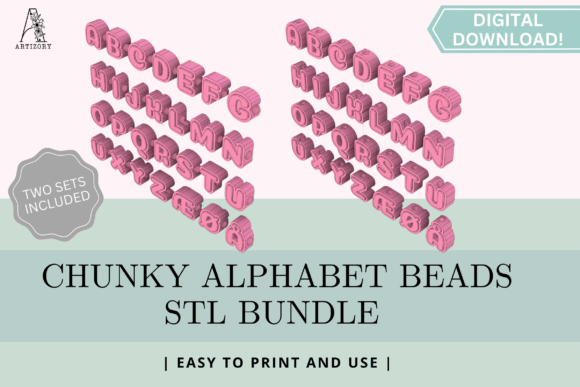 Chunky Alphabet Bead STL Bundle a-Z