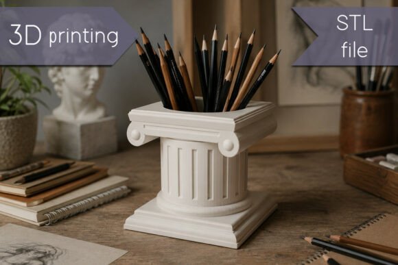 Column Pen Holder, Desk Organizer STL: A Stylish and Functional Addition to Your Workspace