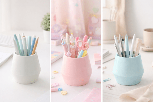 Cute Kawaii Pastel Mini Desk Pen Cup for 3D Printing: A Strategic Addition to Your Workspace