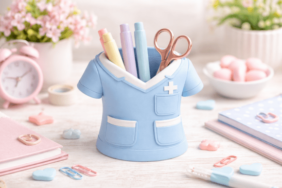 Cute Nurse Scrubs Pen Holder for 3D Printing