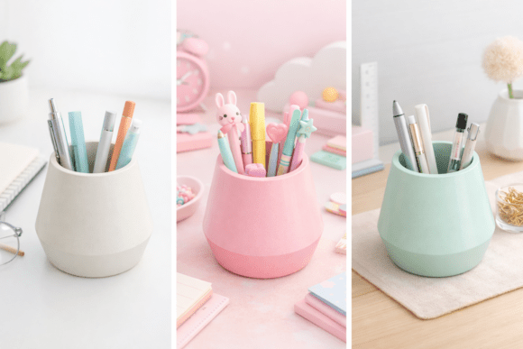 Cute Pastel Kawaii Pen Holder for 3D Printing