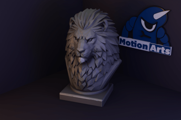 Low Poly Lion 3D Model for Easy 3D Printing