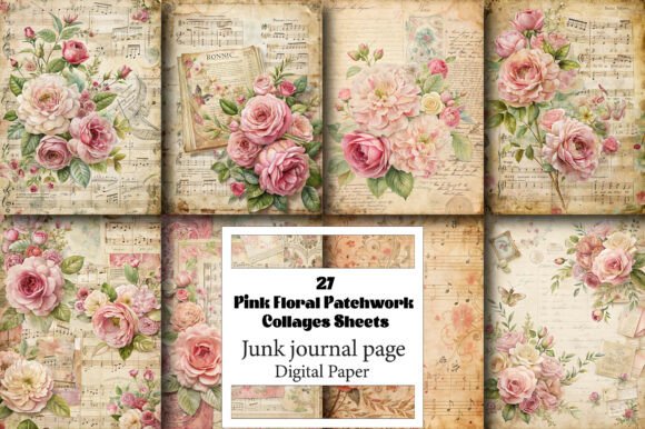 Pink Floral Patchwork Collages Sheets: A Versatile Tool for Creative Projects