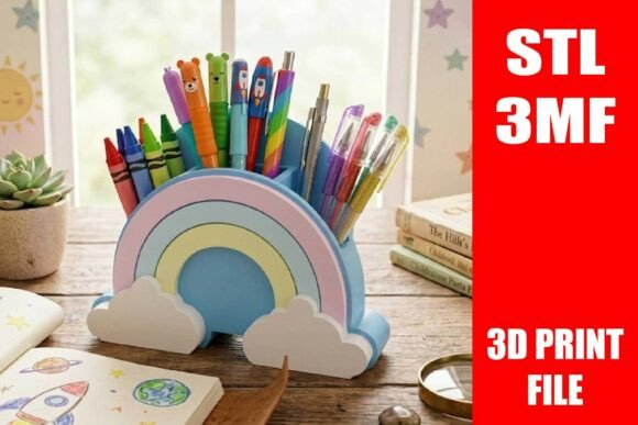 Rainbow Clouds Desk Pen Holder STL 3d: A Versatile and Creative Solution