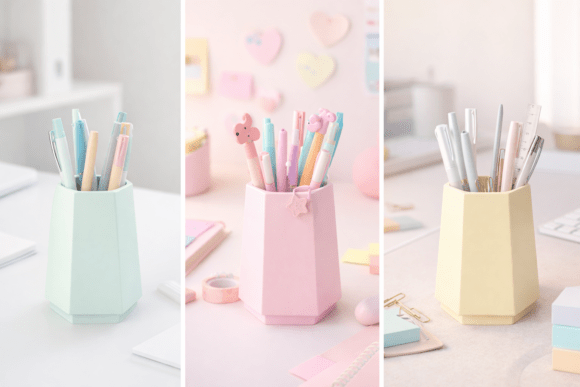 Strategic Use of Kawaii Pastel Prism Desk Pen Holder for 3D Printing