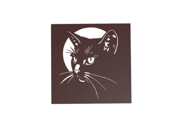 Wise Cat and Moon Wall Art: 3D Print Creativity